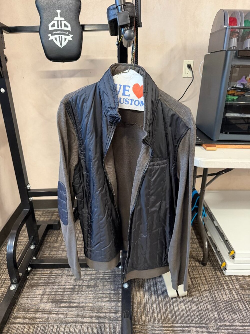BOSS Hugo Boss Men's Regular Fit Olive Quilted Mixed-Media Jacket
